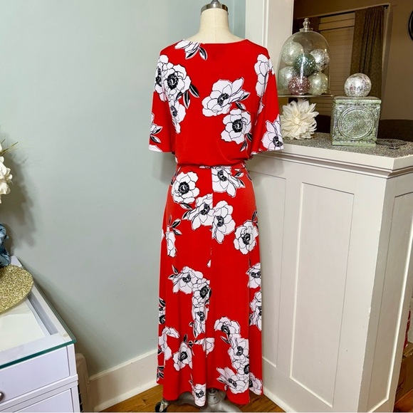 Lane Bryant Floral Faux Wrap Maxi Dress Red & White Size 22/24 - Picture 6 of 10